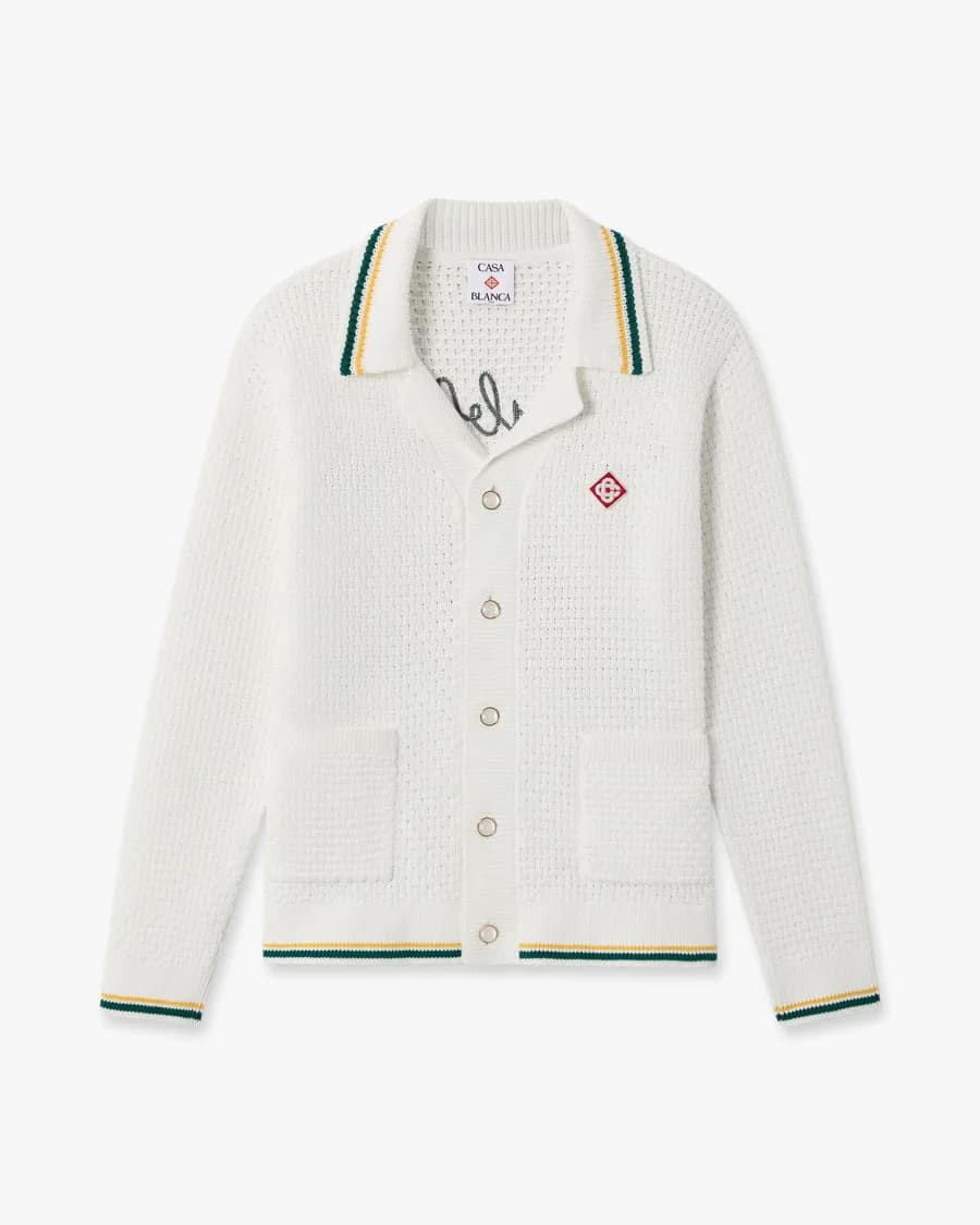Casablanca — White Pyramid of Oranges Crochet Cardigan