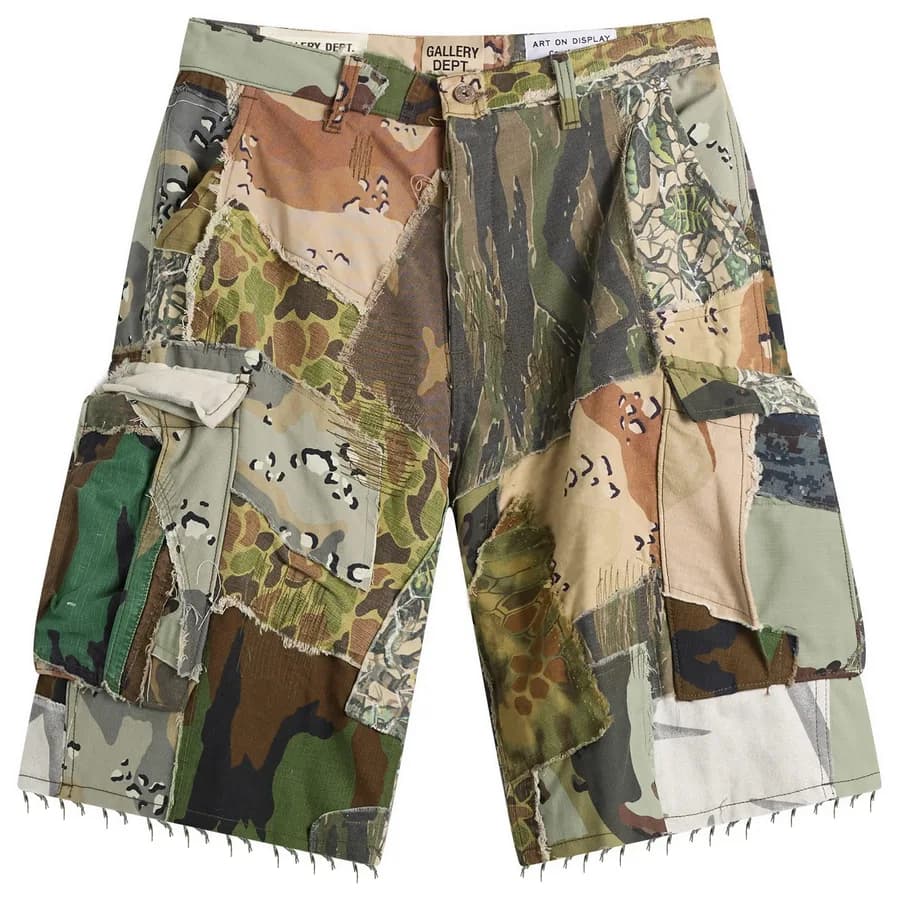 Gallery Dept. — Retouche Camo Patchwork Kenzie Shorts — Mixed Camo