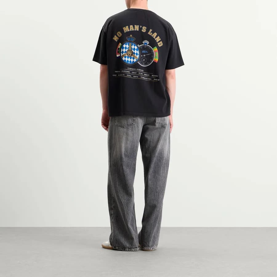 Rhude Chrono T-Shirt — Vintage Black / Blue — on model