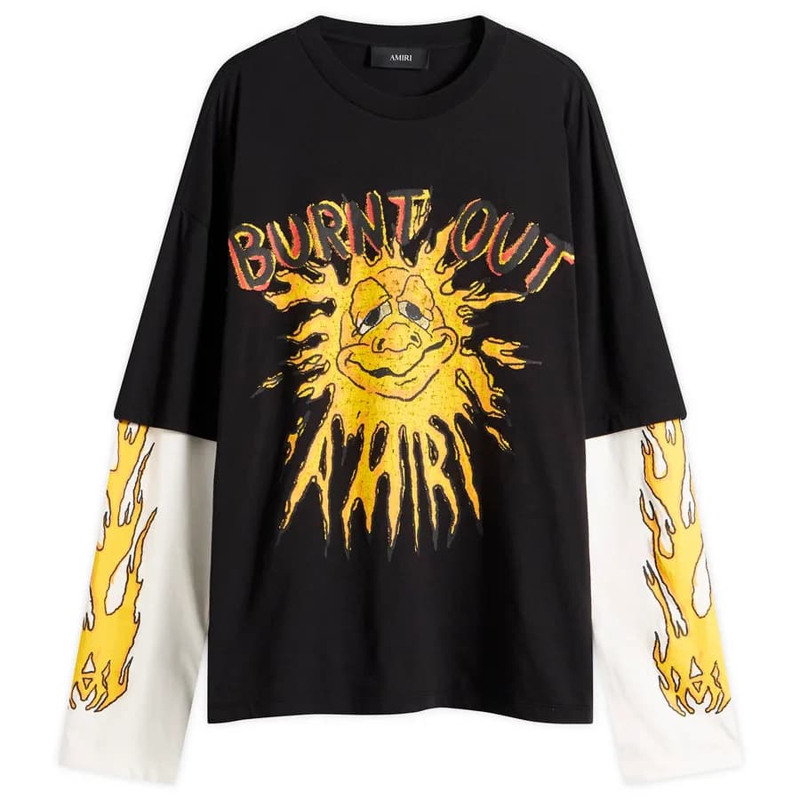 Amiri — Burnt Out Double Layer T-Shirt — Black
