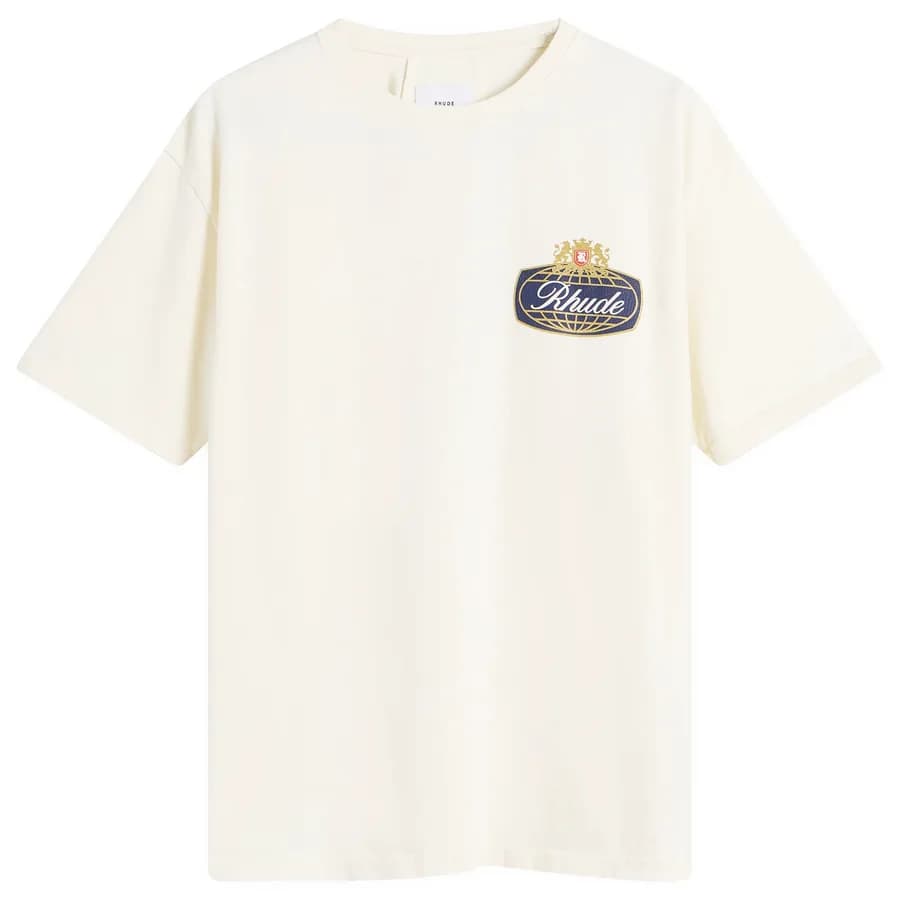 Rhude — Safari Crest T-Shirt — Vintage White, Blue & Red