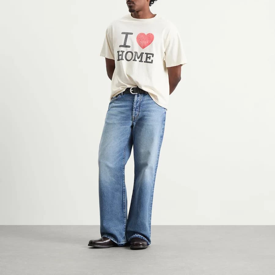 Melrose Washed Indigo Jeans — Medium Washed Indigo — on model