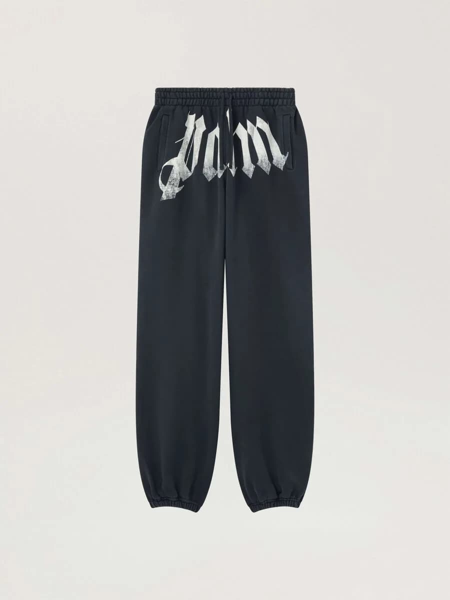 Palm Angels — Big Waist Logo Sweatpants in Black - Off White