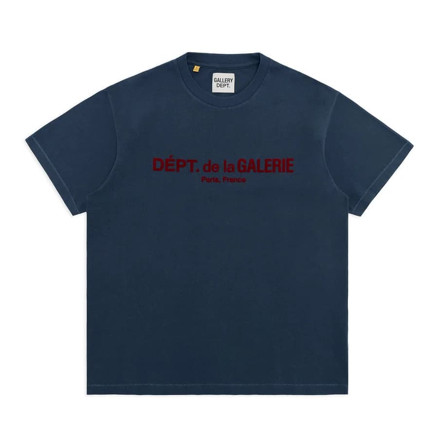 Gallery Dept. French Logo Lux Tee in deep navy with red lettering — product photograph