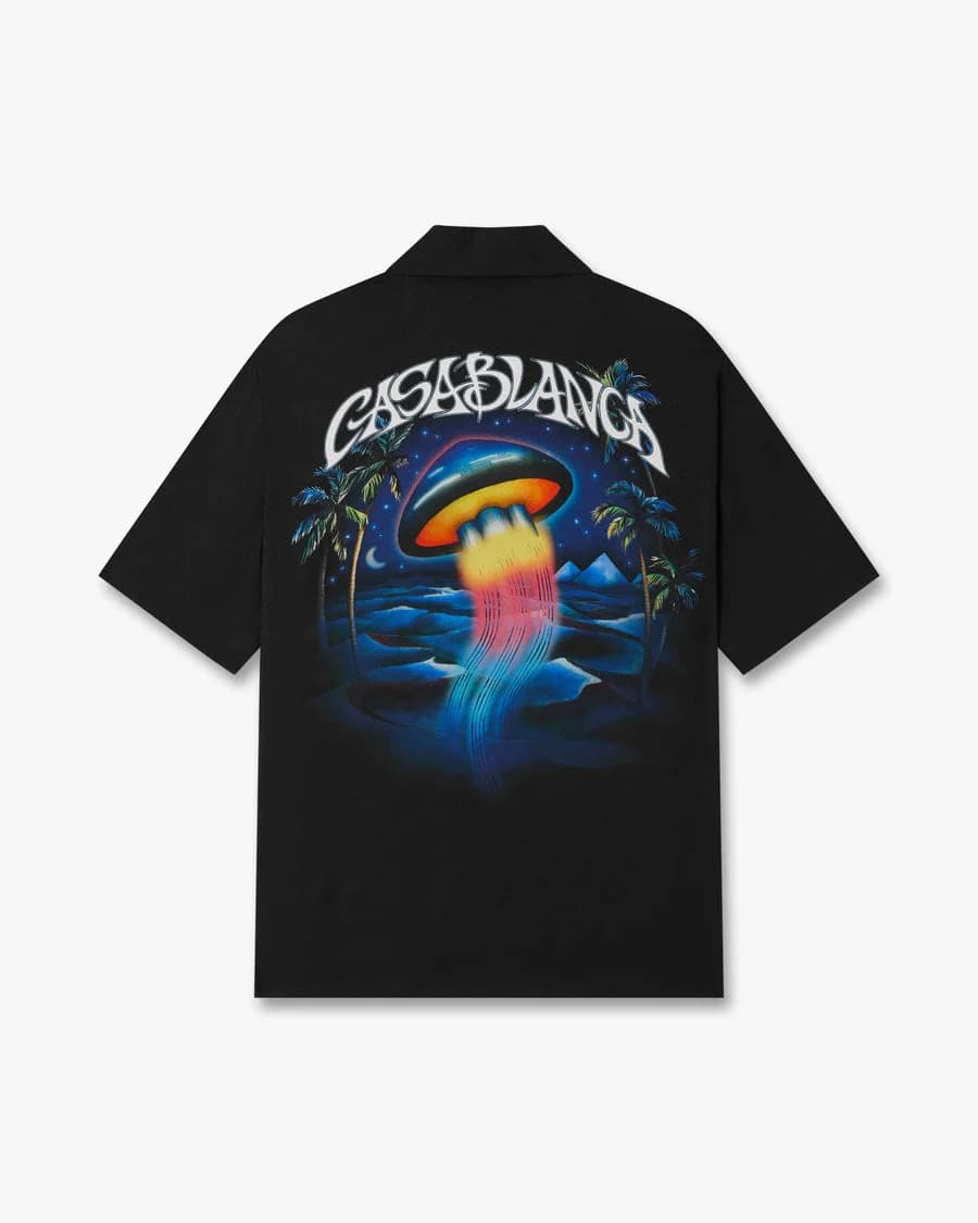 Casablanca — Black Sahara Twilight Short Sleeve Silk Shirt