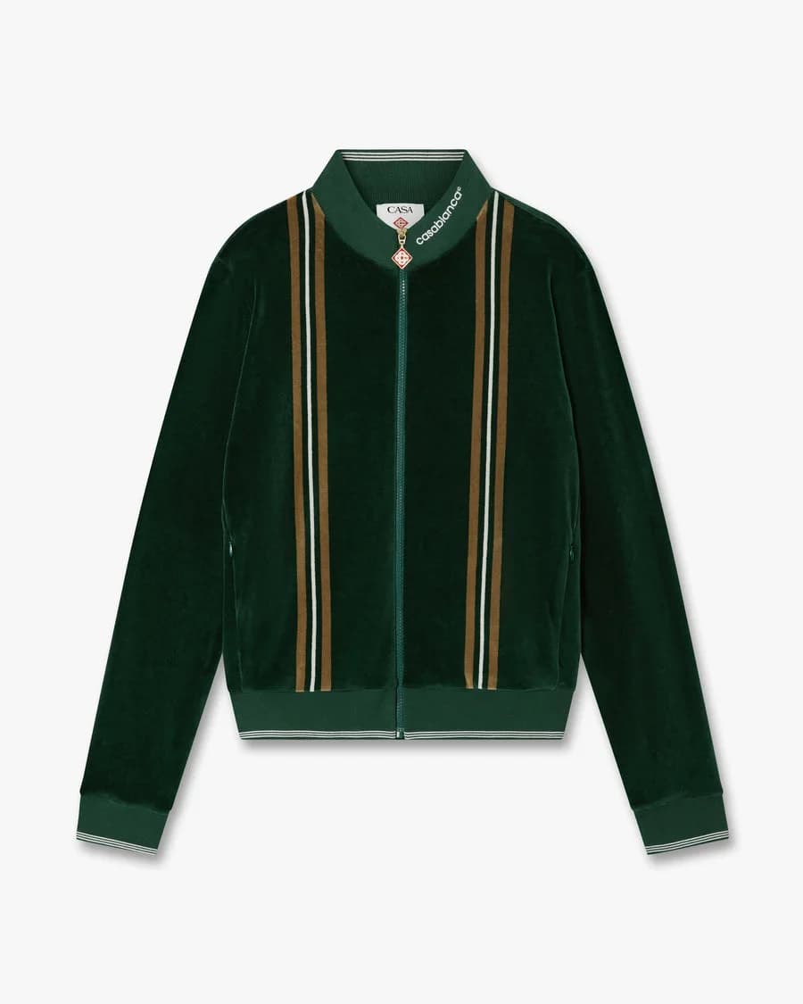 Casablanca — Green & Brown Stripe Velour Track Jacket