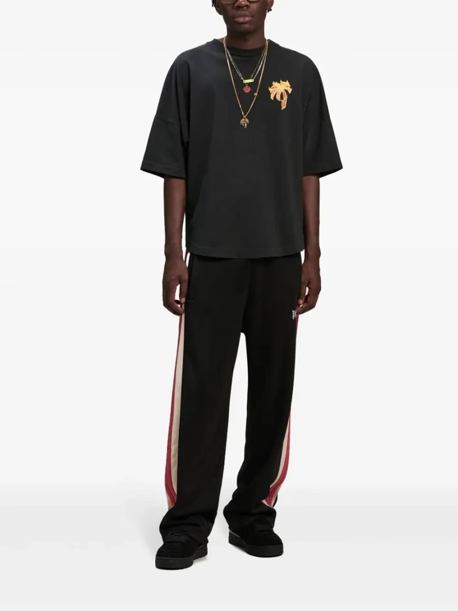 Burning Palm Over Tee - Black/Gold — on model
